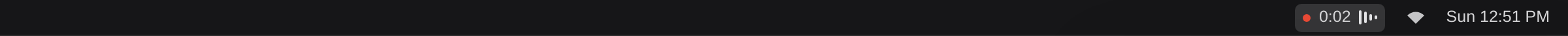 The menu bar timer while recording